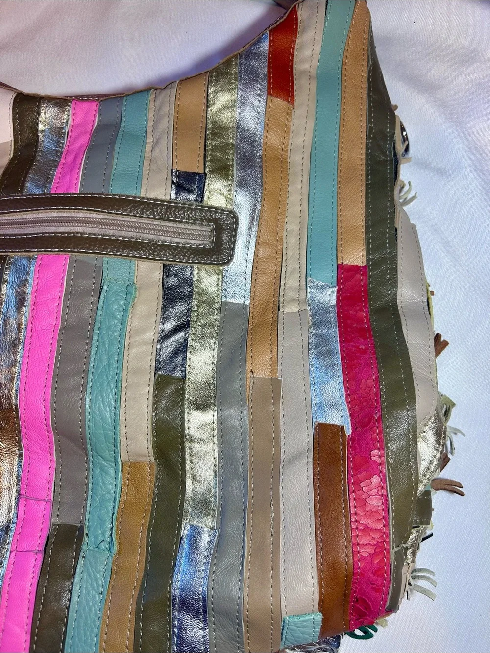 Multicolor Woven Fringe Capri Hobo Bag - Women's Shoulder Bag